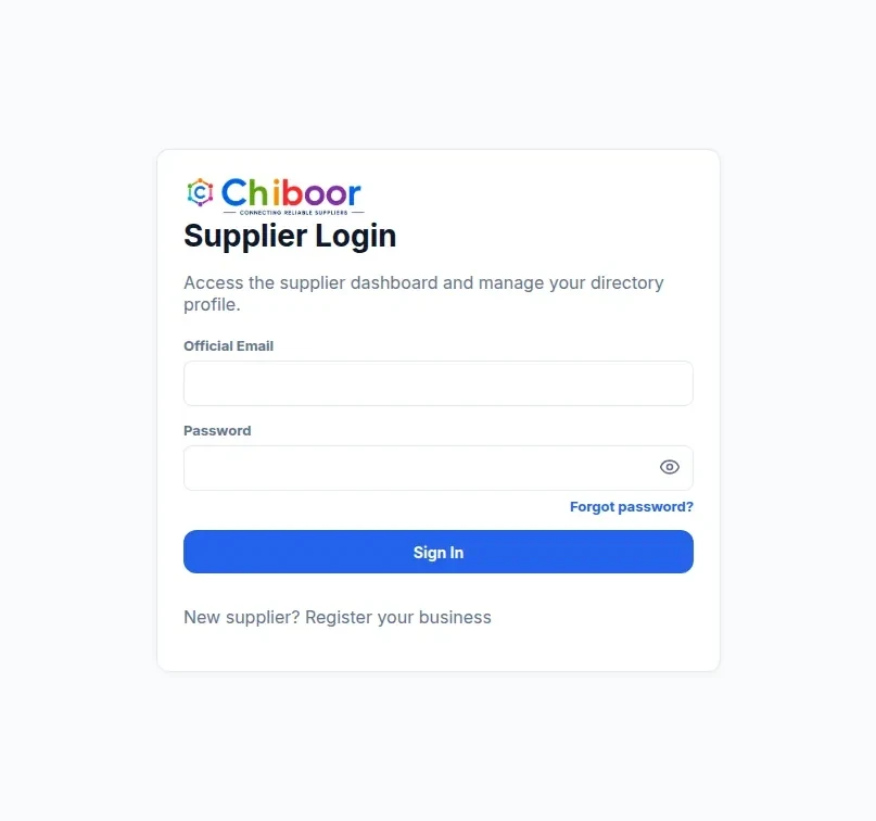 Chiboor supplier login