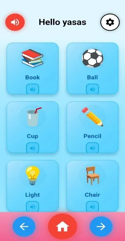 Smart AAC communication word cards grid