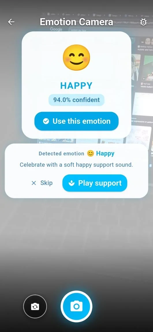 Smart AAC Emotion Camera with on-device expression cue